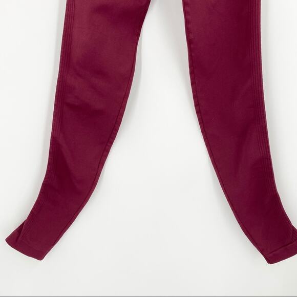 Nux Womens Burgundy Red Compression Leggings Perforated Sides Size Small S - Picture 4 of 11